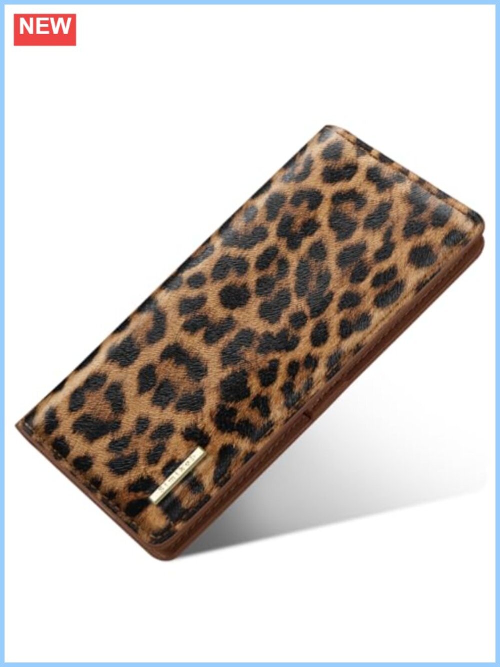 Slim Thin Bifold RFID Wallet 11 Card Slots Leopard Texture Leather